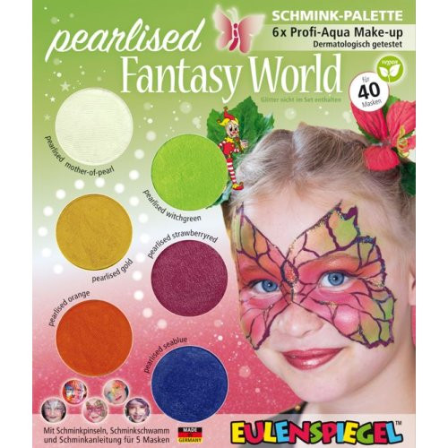 Sada barev na obličej FANTASTICKÝ SVĚT - 6 barev + 2 štětce + 2 houbičky