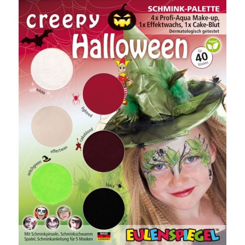 Sada barev na obličej HALLOWEEN - 6 barev + 2 štětce + 2 houbičky