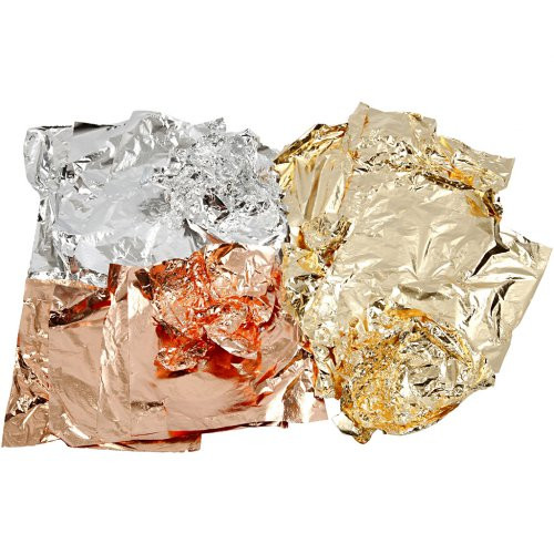 Metalické plátky MAXI PACK 3x50 listů ZLATÁ, STŘÍBRNÁ, MĚDĚNÁ