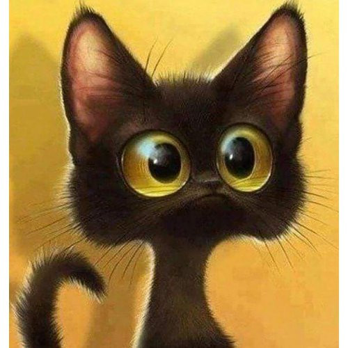 Diamantové malování - PŘEKVAPENÁ KOČKA na rámu 40 x 50 cm