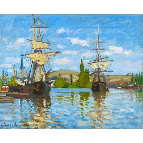 Malování podle čísel - LODĚ NA Seině v Rouenu, Claude Monet bez rámu 40 x 50 cm