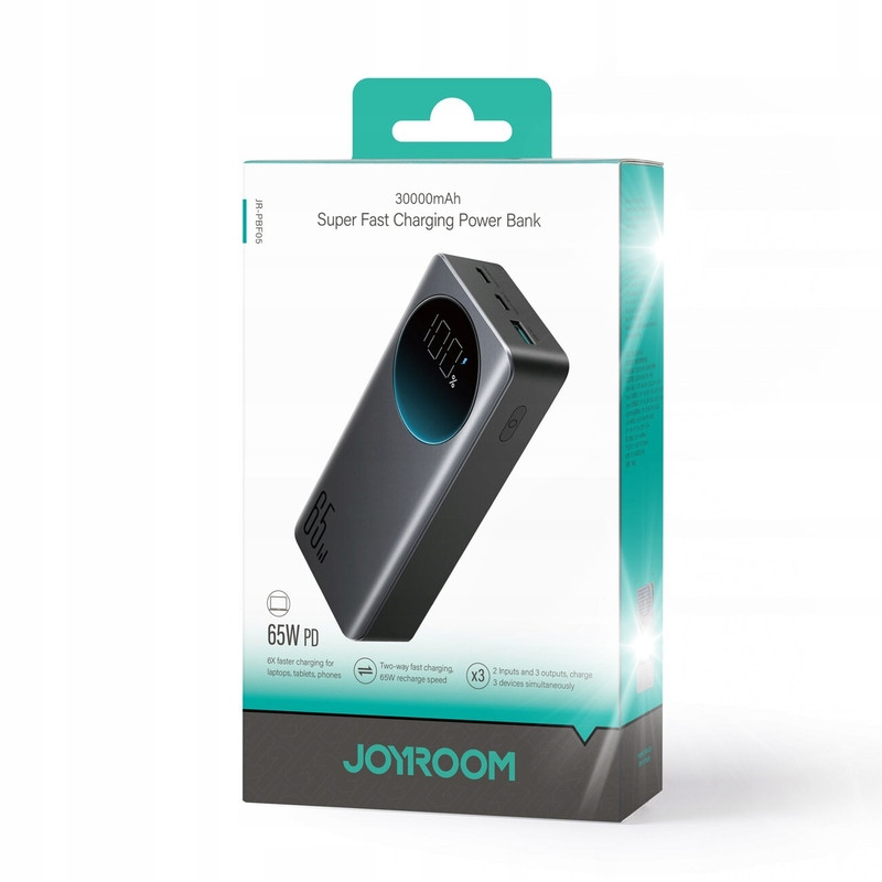 Výkonná Powerbanka 65W 30000mAh s Led Obrazovkou Power Banka Usb-c 100W Kabel