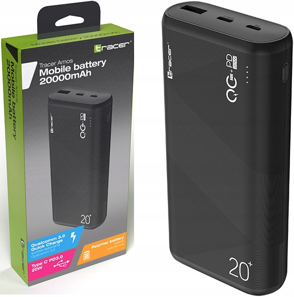 Power Bank 20000mAh Usb Qc 3.0 Usb-c Pd 20W 3A