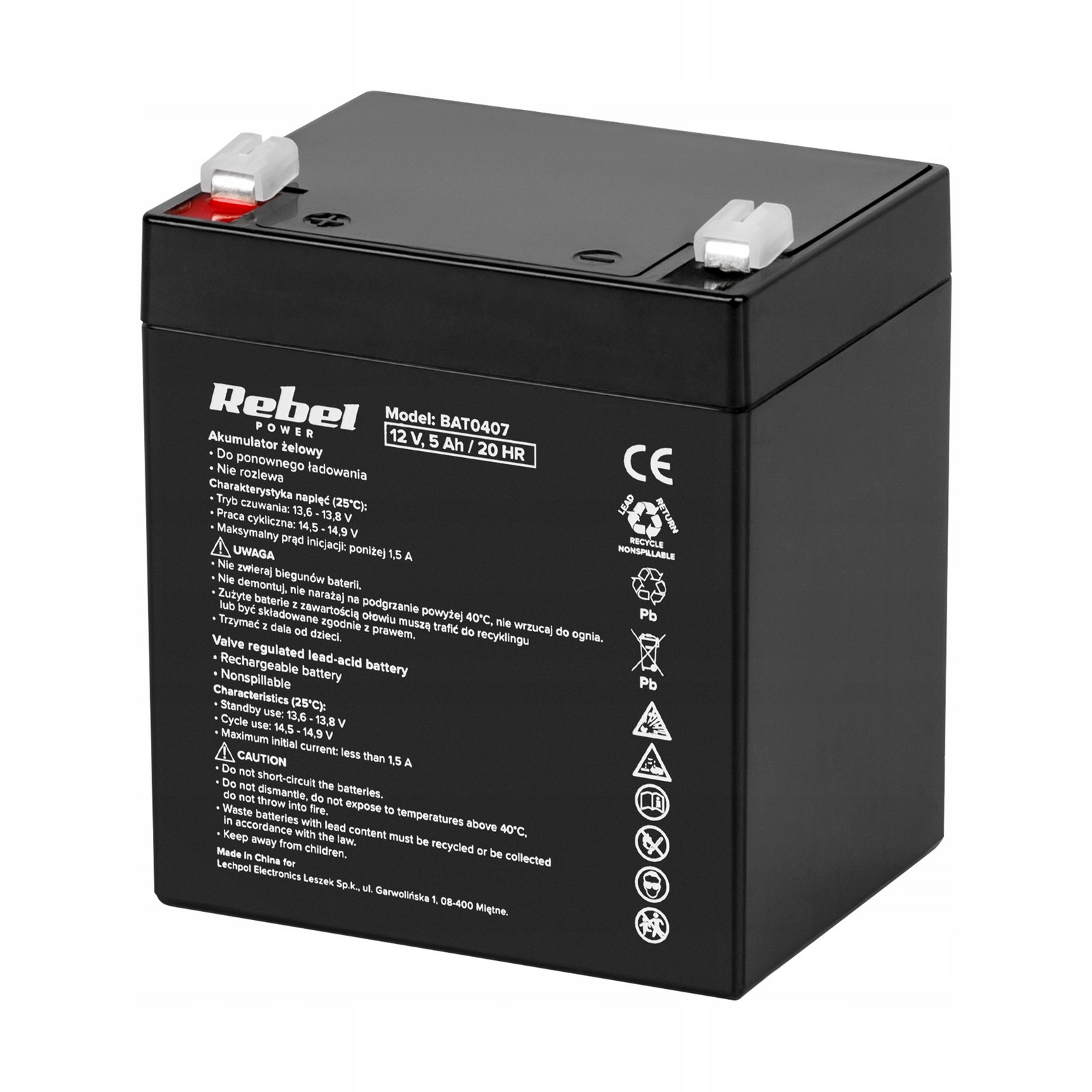BAT0407 Akumulátor zelová Rebel 12V 5Ah
