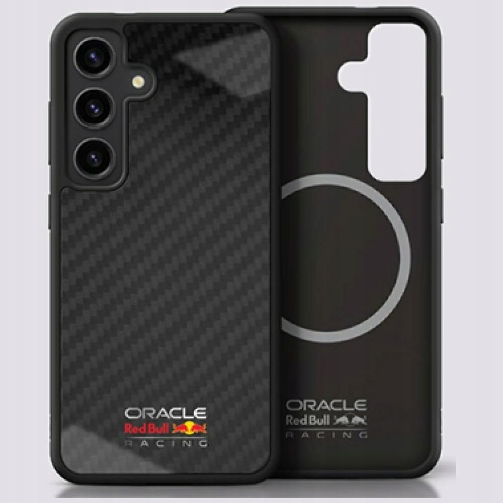 Pouzdro Red Bull Real Carbon Fiber Shiny Logo MagSafe pro Samsung S25 černé