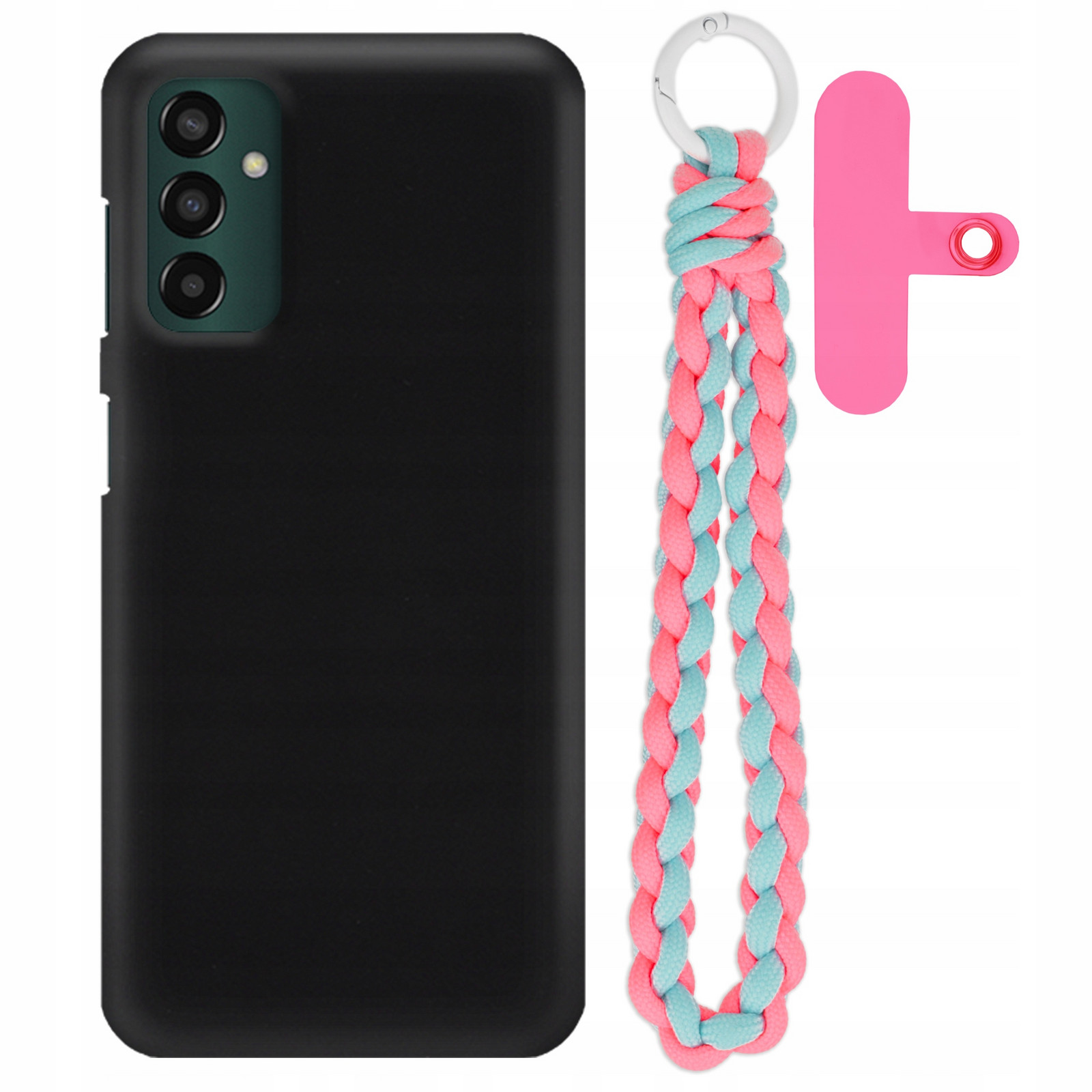 Pouzdro Pro Samsung M23 5G Matné Černé Case Růžovo-modrý Držák Na Ruce