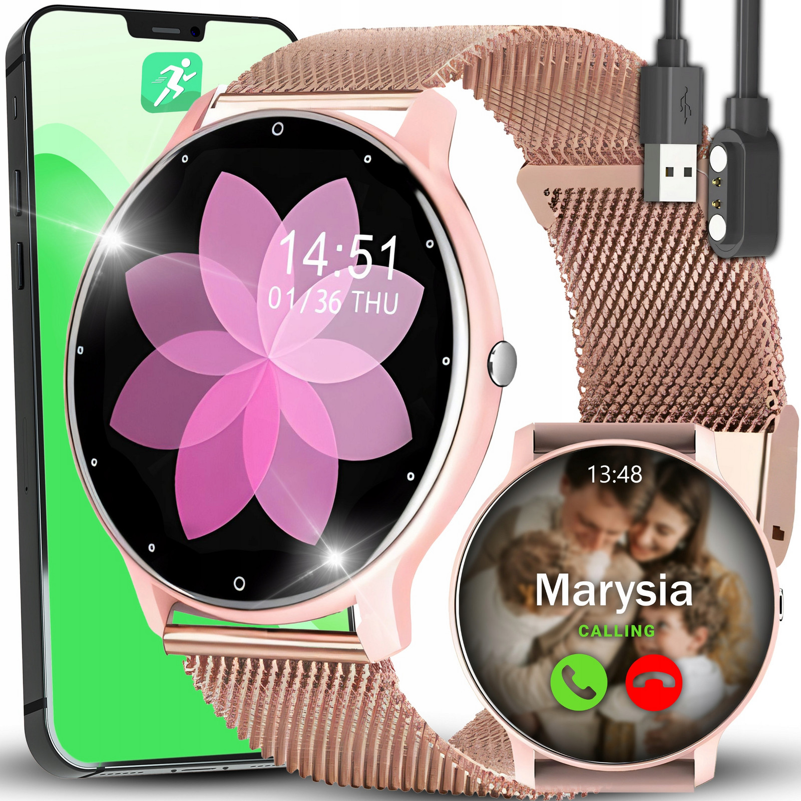 Chytré Hodinky Dámské Hodinky Voděodolný Ips Displej Aplikace Pl Sport