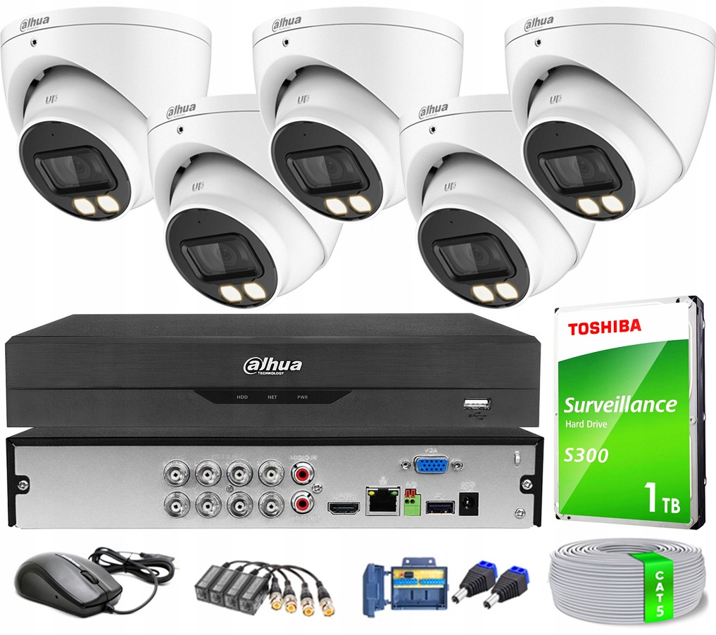 Monitorovací sada Dahua pro 5 kamer HAC-HDW1500T-IL-A 5Mpx rekordér
