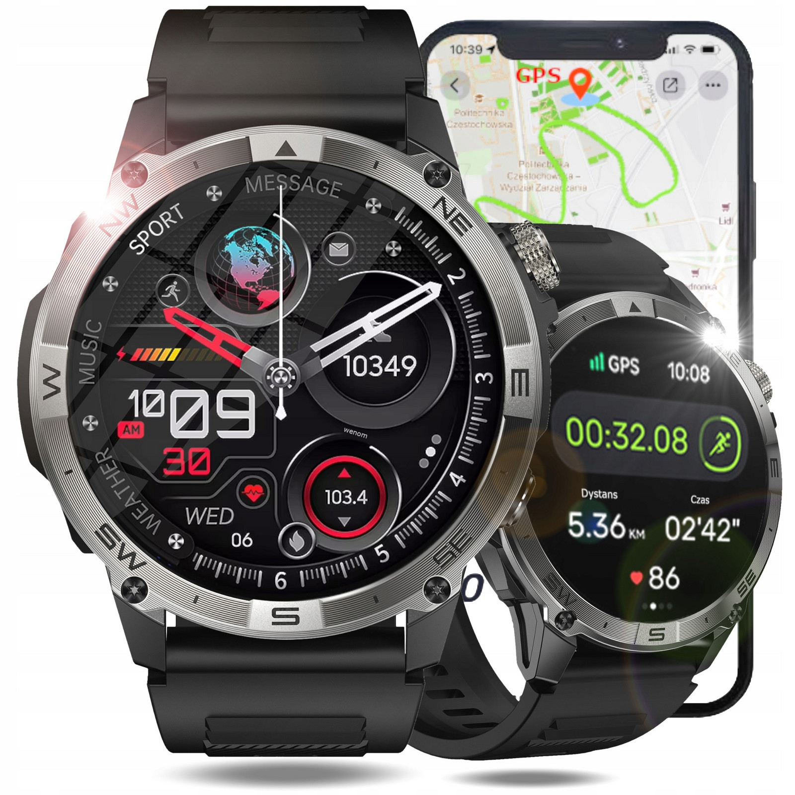 Chytré Hodinky Wenom Explorer Gps Polské menu Vodotěsné IP68 Smart Watch