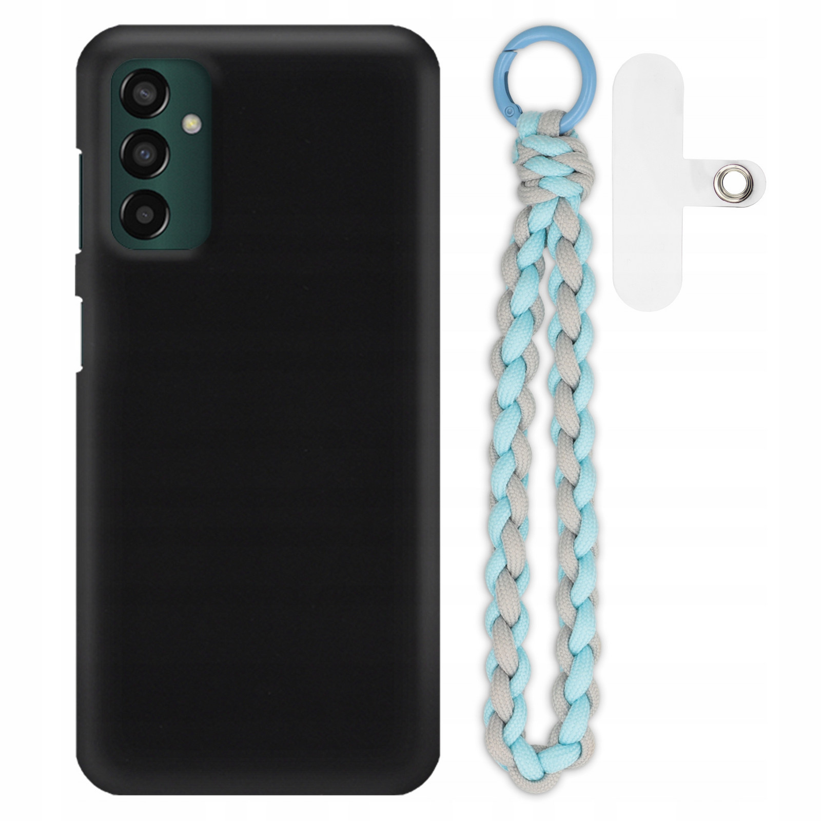 Pouzdro Pro Samsung M13 4G Matné Černé Case Šedo-modré Vodítko Na Ruce