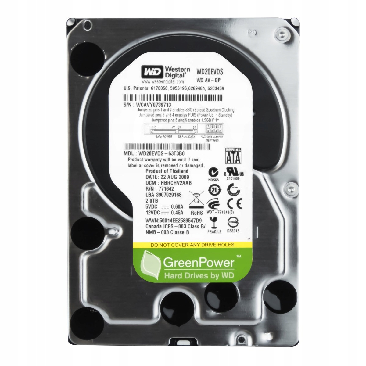 Wd Caviar Green Power 2TB 7,2K 32MB Sata II 3,5'' WD20EVDS