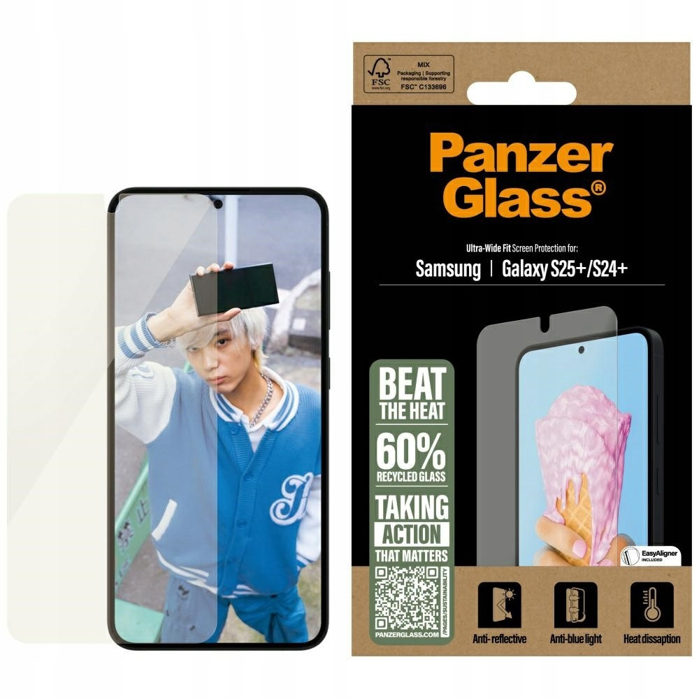 Sklo PanzerGlass pro Samsung Galaxy S25 Plus, tvrzené, antireflexní