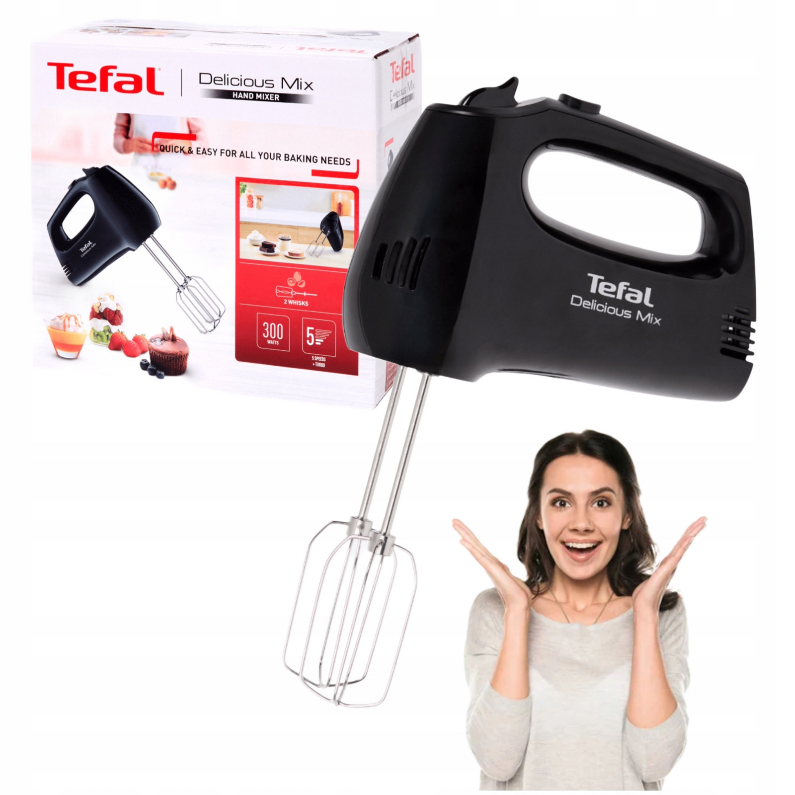Spolehlivý Ruční Mixér Tefal 5 Režimů Výkonný Turbo Režim Se Šlehací Metlou