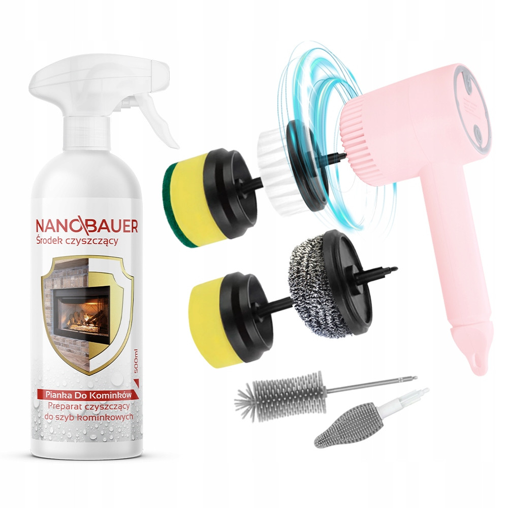 Multifunkční rotační elektrický kartáč Růžový Tekutý na okna skel