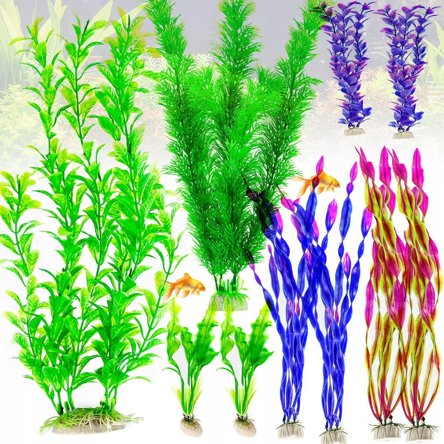 10 ks Akvarijní rostliny akvárium Umělá dekorace sada 35 cm barevné