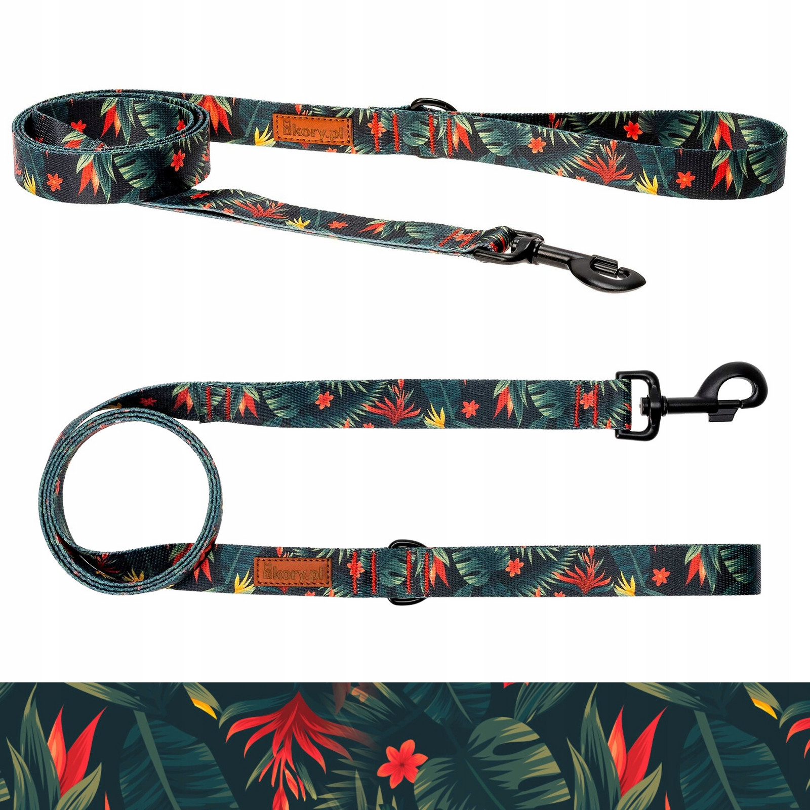 Vodítko klasické městské Střední Pes do 20 kg 180 cm Ukory se vzory Tropical