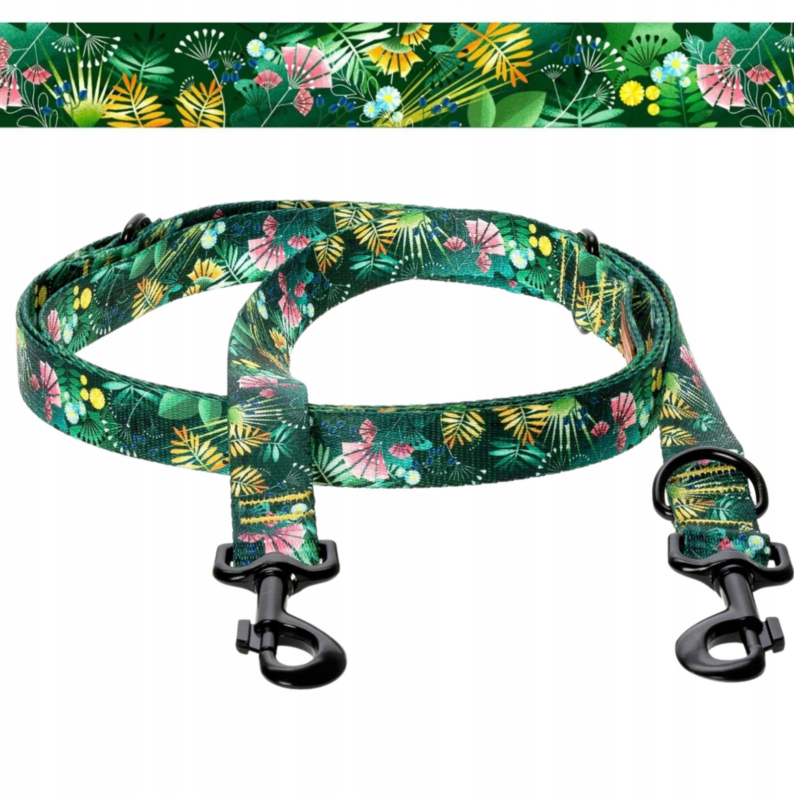 Vodítko Přepínací s regulací Malý Pes štěně 2,4 m Ukory Zelené listy