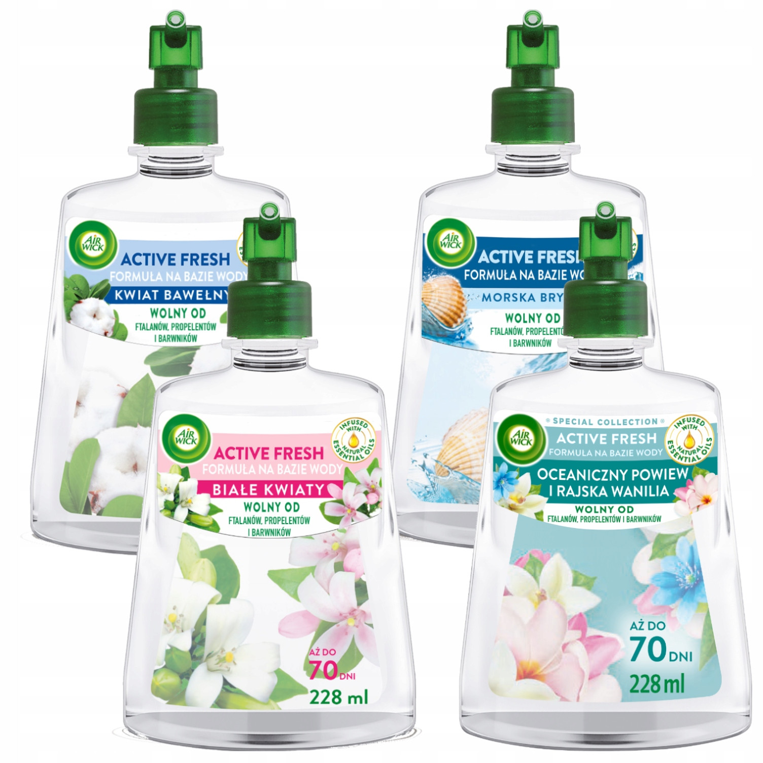 Air Wick Active Fresh Set MIX Náplní Do Osvěžovače Vzduchu 4X228 ML