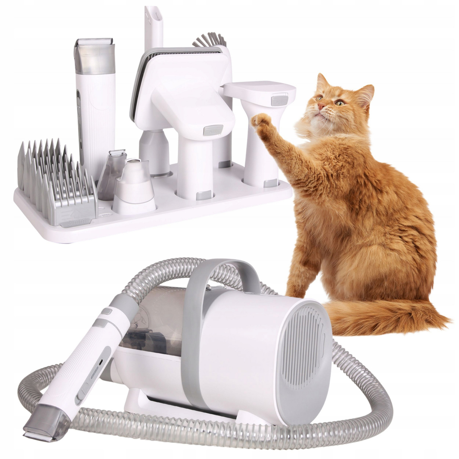 Stříhací stroj na psy koček s vysavačem sada pro péči 8v1