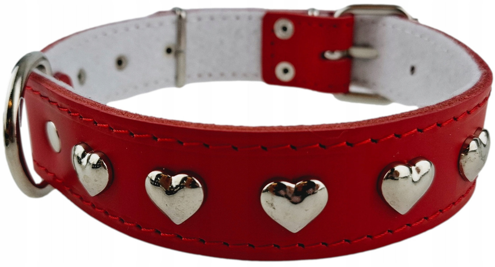 Polský výrobce Champion Obojek Lícová kůže 75cm/4cm Srdce Červená