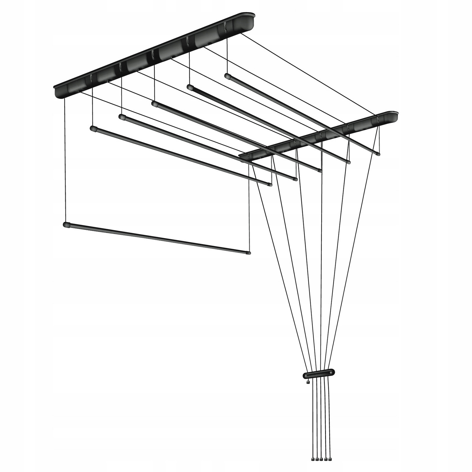 Černý sušák stropní 7x140 cm Koupelna Balkon Garáž Terasa závěsná