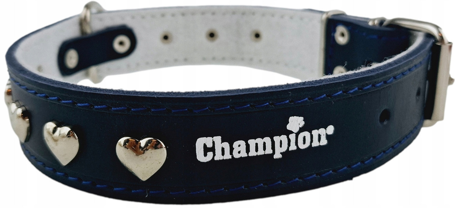 Polský výrobce Champion Obojek Lícová kůže 55cm/3cm Srdce Granátové jablko