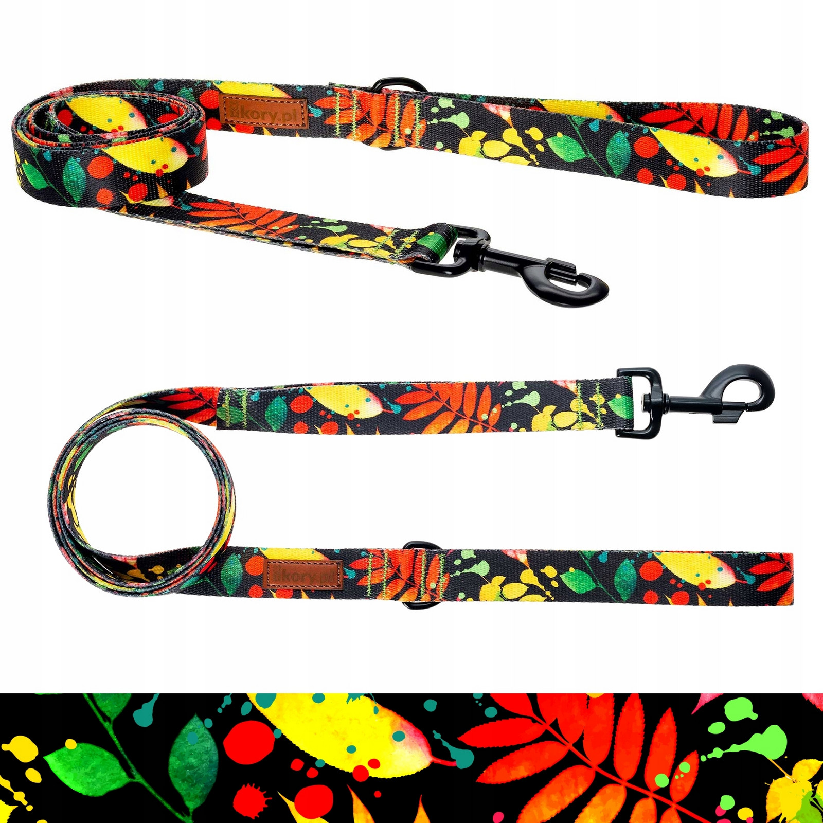 Jednoduché klasické Vodítko pro psa do 20 kg 180 cm Ukory černé Barevný potisk