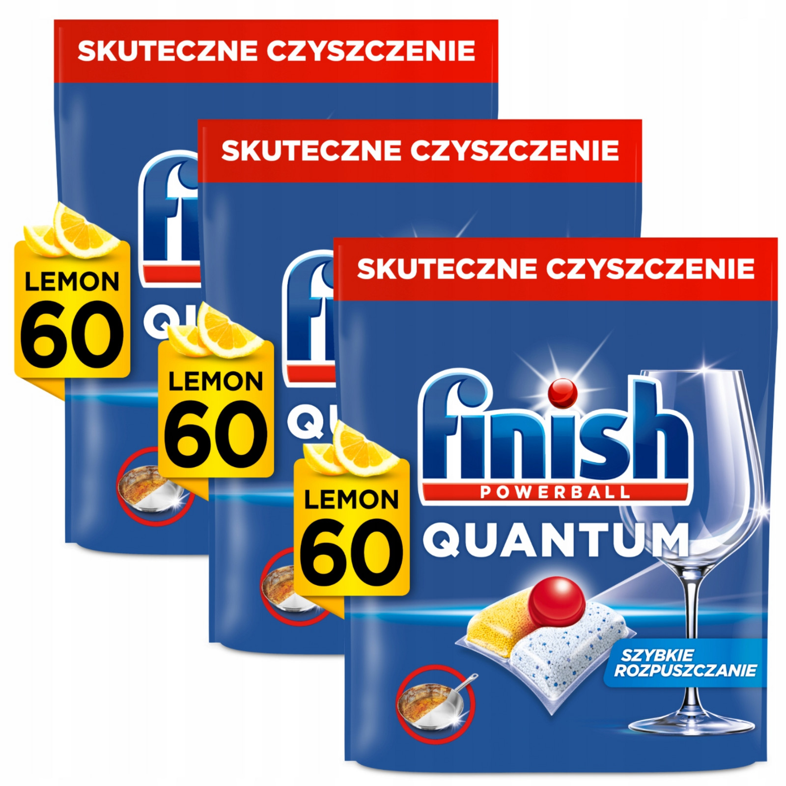 Finish Kapsle do myčky Mytí nádobí Quantum All-in-1 Lemon 180 Kusy