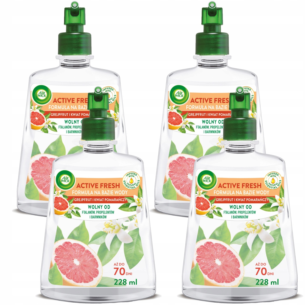 Air Wick Active Fresh Náplně Osvěžovače Grapefruit Pomerančový Květ 4X228ML
