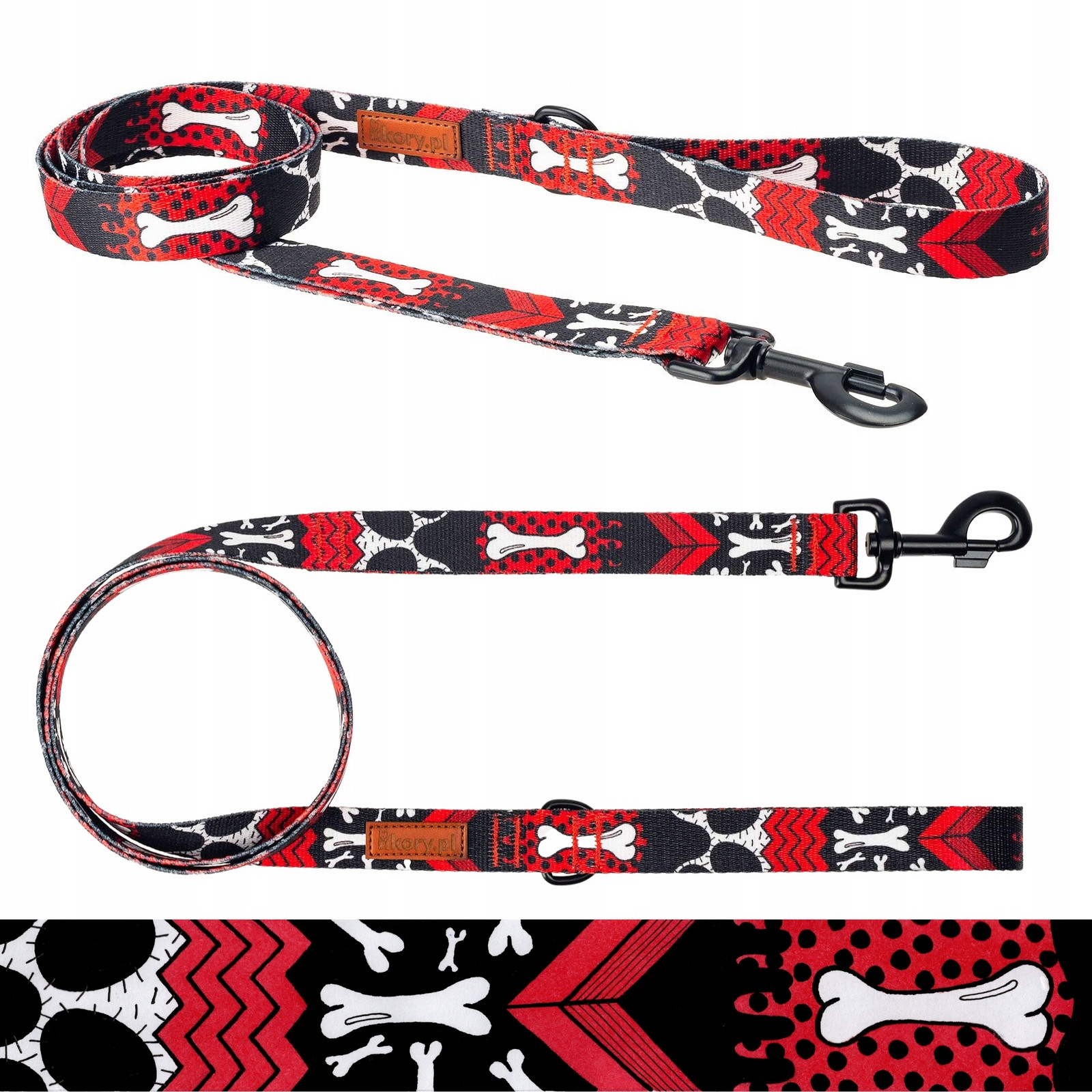 Procházkové městské Vodítko malý pes do 6 kg 180 cm Ukory Červené s kostkami