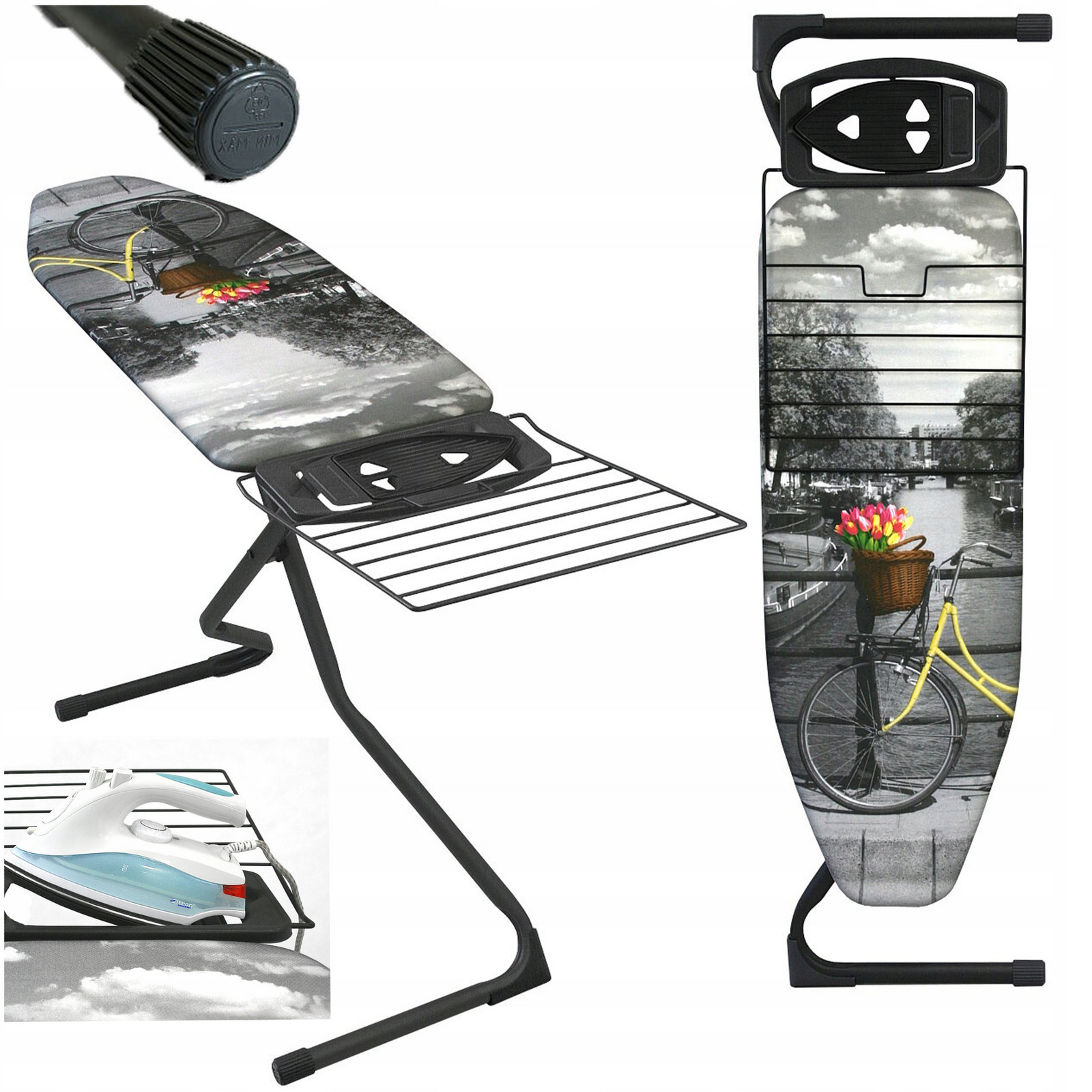 Velká Stabilní Žehlicí Prkno Černá Police Na Žehlička Deska Stolu 120x42CM
