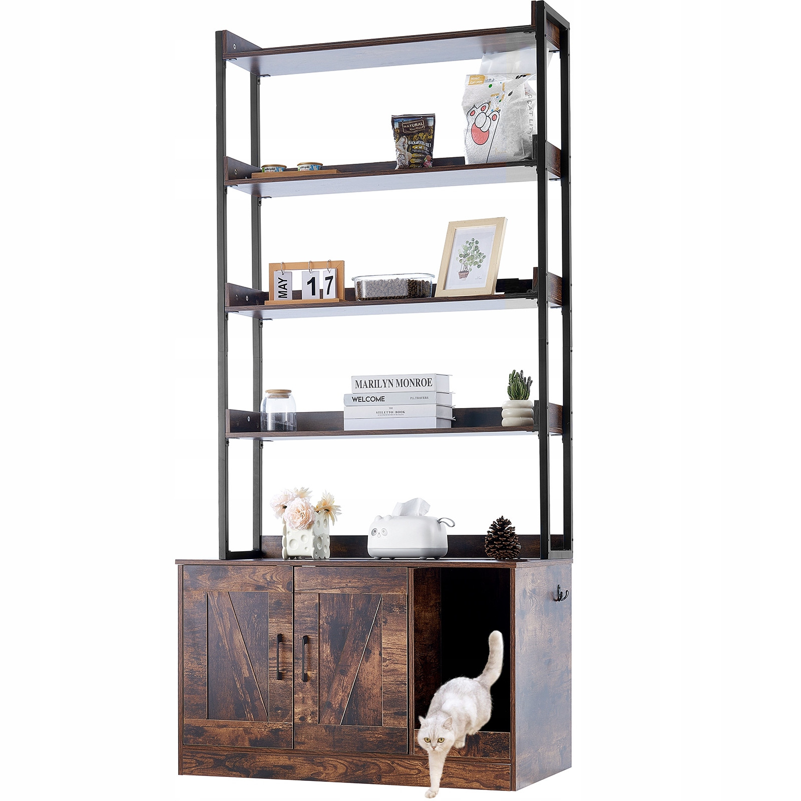 Vevor Skříňka Pro Kočky Tmavě hnědá Nosnost 68KG 850,1x490,2x1836,4MM