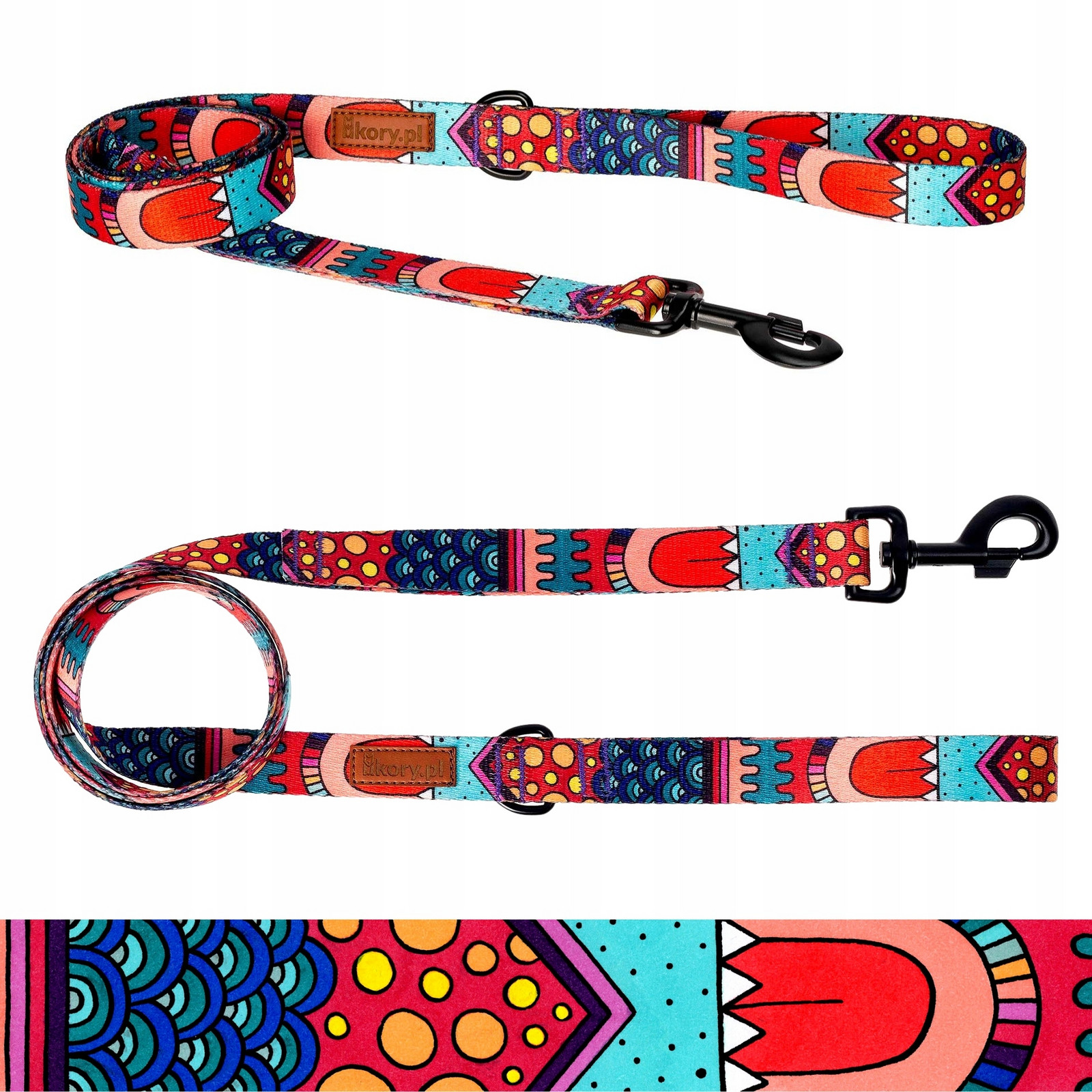 Barevné vodítko městské pro středního psa do 20kg 180 cm Ukory vzor puntíku