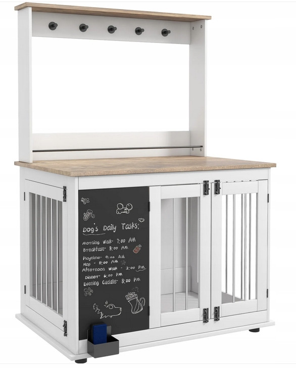 PawHut kenelová klec pro psy s poličkou Háčky na vodítka Tabulkou Gumičkou