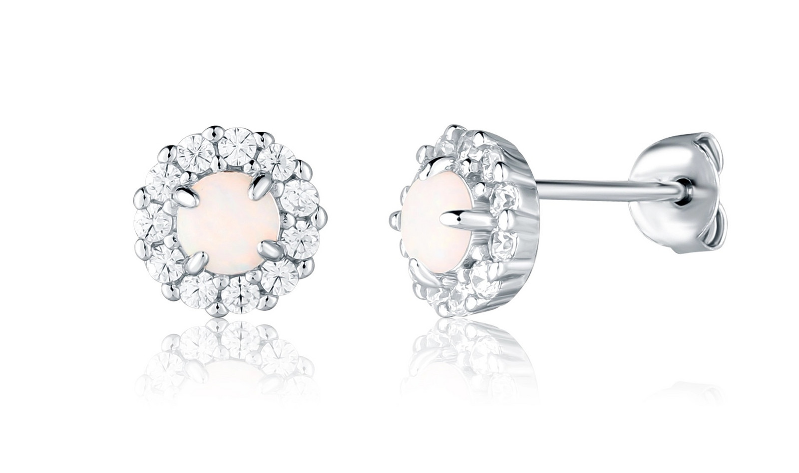 JVD Třpytivé stříbrné náušnice s umělým opálem SVLE3034X61O100