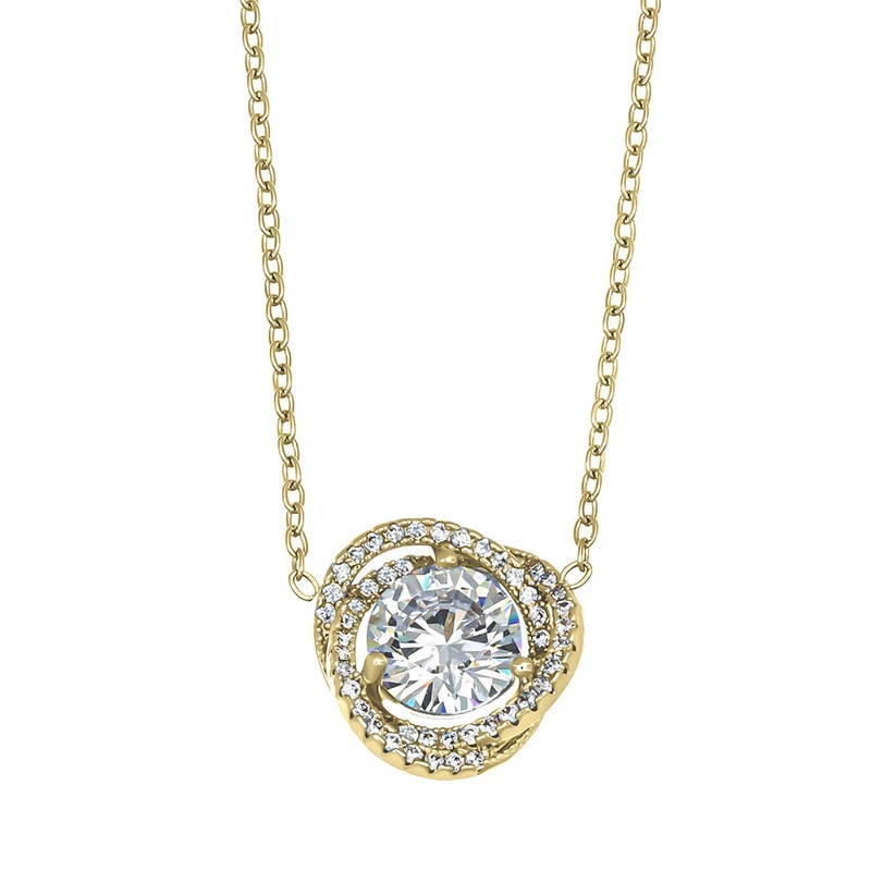 CRYSTalp Elegantní pozlacený náhrdelník s krystaly Ray 32334.G