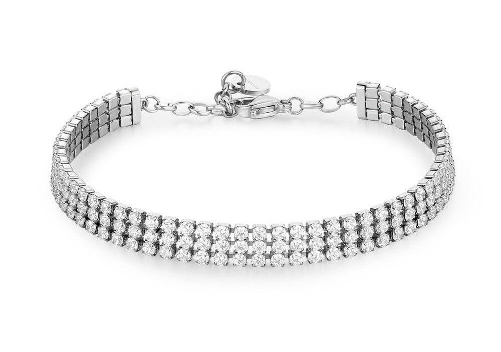 Brosway Trojřadý tenisový náramek s čirými zirkony Desideri BEI093