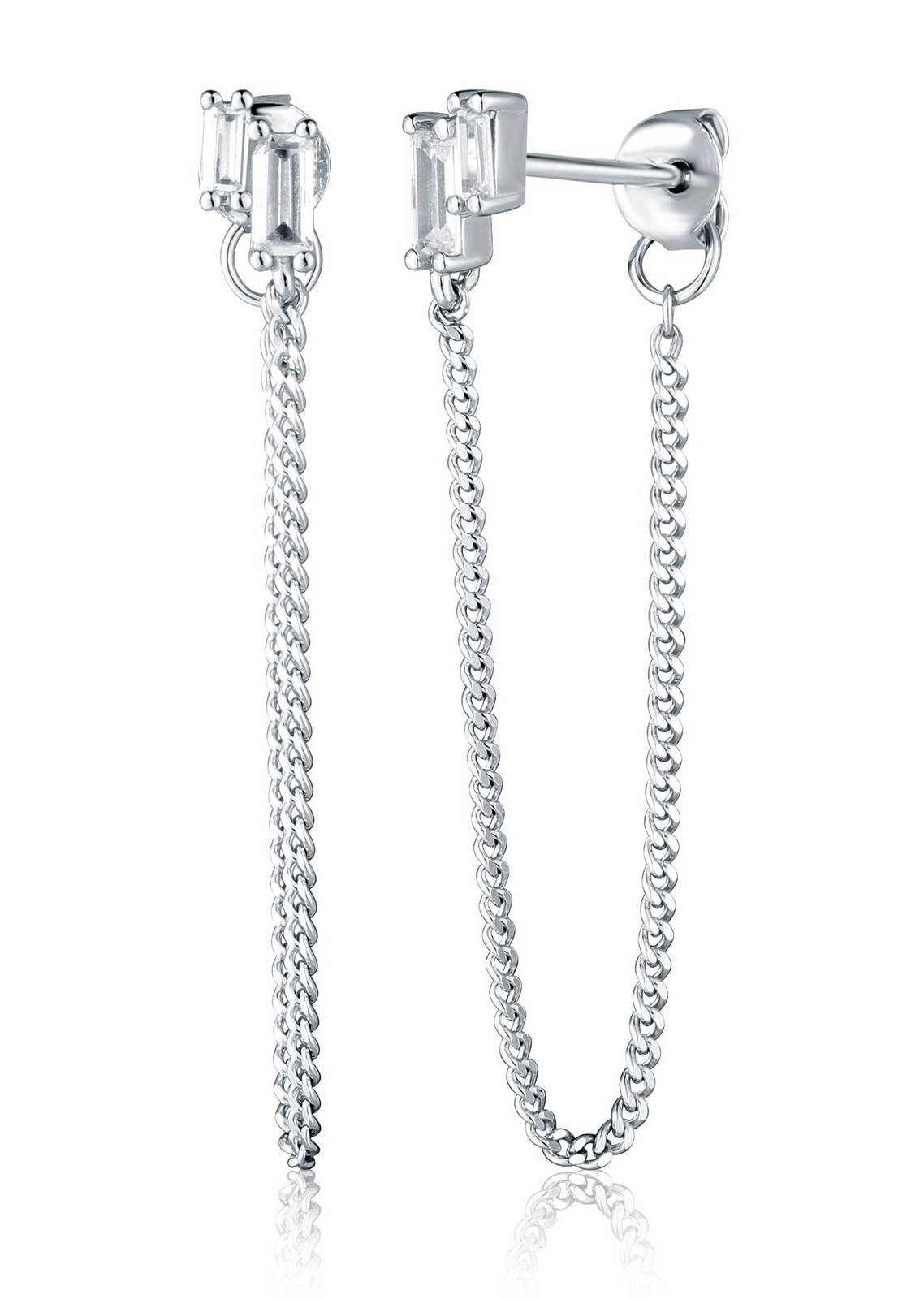 JVD Slušivé stříbrné náušnice s řetízky SVLE2974X61BI00