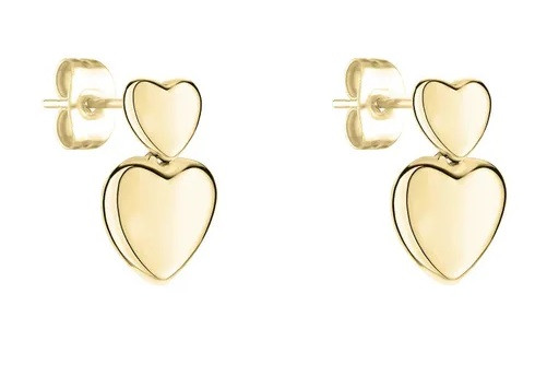 Tamaris Pozlacené visací náušnice Srdíčka Bold Hearts TJ-0628-E-14