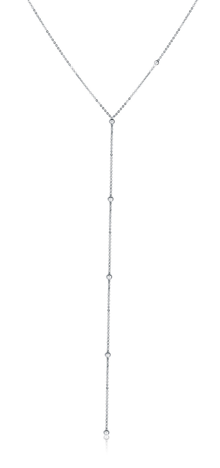 JVD Slušivý stříbrný náhrdelník se zirkony SVLN0535XK4BI45