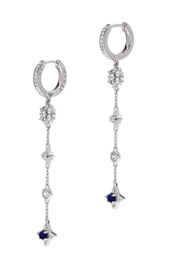 Emporio Armani Dlouhé stříbrné náušnice s kubickými zirkony EG3602040