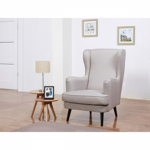 Křeslo ušák krémová látka nohy černé buk AK-A1318 CRM2 Autronic