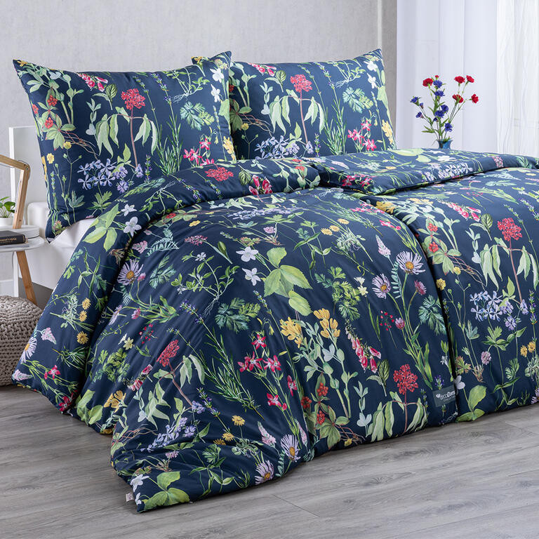 Ložní povlečení z mikrovlákna PRIMAVERA tmavě modré jednolůžko