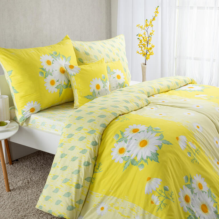 Ložní rodinná souprava z mikrovlákna DAISY s prostěradly a povlaky na polštářky