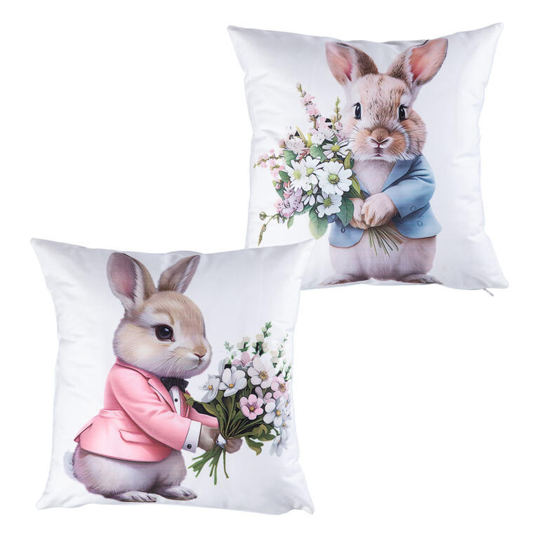 Sada 2 ks povlaků na polštářky ROZTOMILÍ ZAJÍČCI 40 x 40 cm