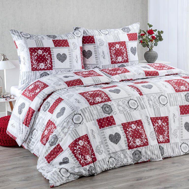 Ložní povlečení z mikrovlákna PATCHWORK SRDCE