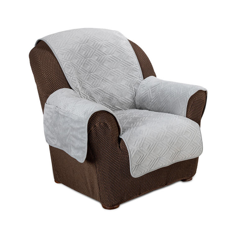 Přehozy s područkami CRYSTAL šedé křeslo - sedák 57 cm