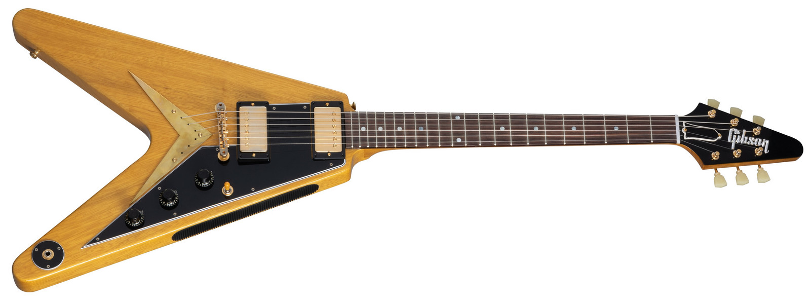 Gibson CS 1958 Korina Flying V Black Pickguard Natural