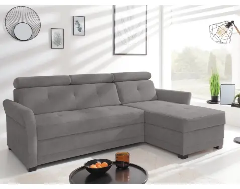 Rohová sedací souprava Harris, ocelově šedá látka, pravý roh