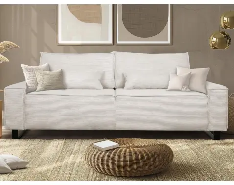 Trojmístná pohovka Cassino, krémová strukturovaná látka